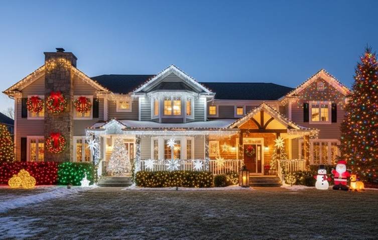 outdoor Christmas decor color themes: